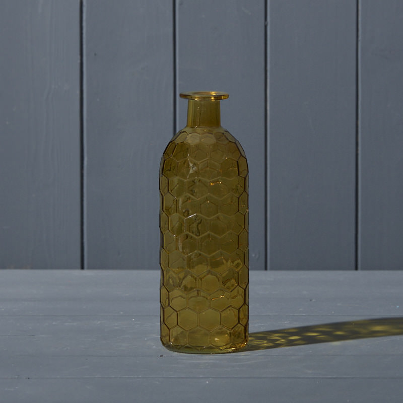 Yellow Honeycomb Glass Bottle (20cm) detail page